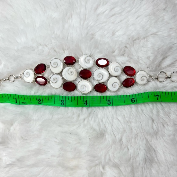 Shiva 🐚 Shell Garnet 925 Large Necklace & Large Bracelet Set - Picture 4 of 6